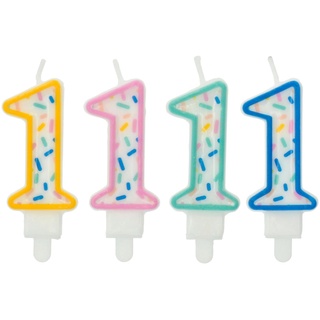 Folat 24171 Kuchen Kerze Sprinkles Ziffer/Zahl 1 Sortiert-9 cm Geburtstagskerzen für Geburtstag, Geburtstagsdeko, für Kinder Partys, Hochzeiten, Firmenfeiern, Jubiläen, Mehrfarbig