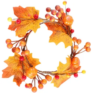 Cabilock 2 Stück Ahorn Kürbiskranz Herbstkranz Weihnachtsdekoration Für Draußen Herbstblatt Kerzenring Herbst Mittelstücke Für Tische Herbstgirlande Kleine Herbst Kerzenringe