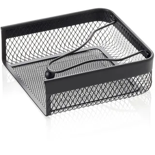 WAS Germany Serviettenhalter - liegend - dekorativer Halter für Servietten - aus pulverbeschichtetem Metall in Gitteroptik - schwarz - 19 x 19 x 6,5 cm