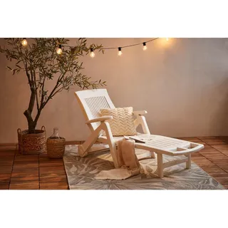 Ambia Garden Gartenliege, Weiß, Kunststoff, 72x101x195 cm, Made in Italy, Räder am Kopfende, klappbar, Rückenlehne verstellbar, Gartenmöbel, Gartenliegen