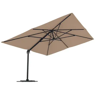 paramondo Ampelschirm Ampelschirm 4x3m rechteckig drehbar Kurbel Standkreuz creme anthrazit, LxB: 300x400 cm, 360° Schwenkbar, Kurbelbedienung, Gestell inkl. Standkreuz beige