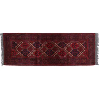 RUG PRINCE Afghan Teppich Khal Mohammadi 50x150 Handgeknüpft Läufer Braun Geometrisch 60