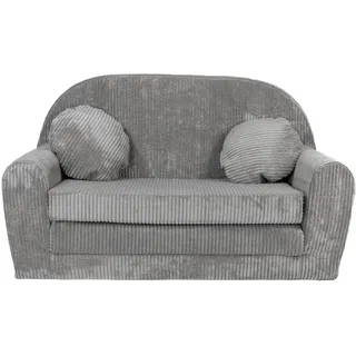 FORTISLINE Kindersofa XXL ausklappbar 96x57x48 cm - Kindercouch aus Cord mit Liegefläche 165 cm, Kinderzimmer Sofa mit 2 Kissen, Abnehmbarer waschbarer Bezug, Oeko-TEX Standard 100