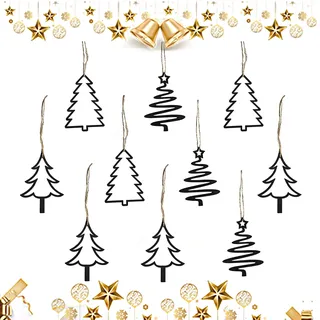 9 Stück Weihnachtsbaumschmuck Holz Schwarz, Moderne Weihnachtsdeko zum Aufhängen, Christbaumschmuck Holz, Weihnachtsbaum Deko Schwarz, Baumschmuck Weihnachten Anhänger im Skandinavischen Design