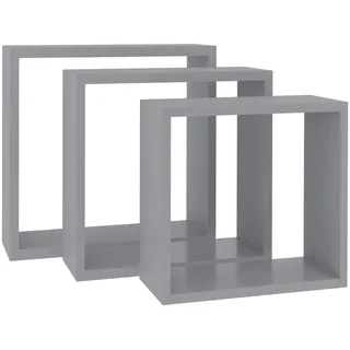 vidaXL Würfelregale 3 Stk. Grau MDF