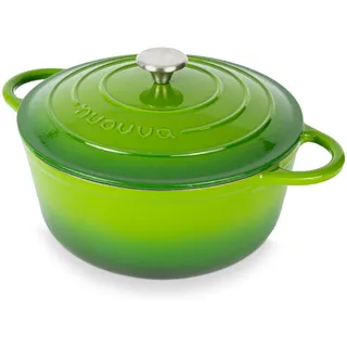 Gusseisen Dutch Oven mit Deckel – Emaille-Kochtopf mit Antihaft, Ofenfest – Grün, 6.1 Liter, 28 cm – Robuster Dutch Oven – von Nuovva