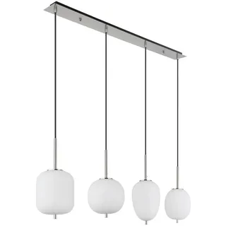 Globo Hängeleuchte Blacky I, Opal, Schwarz, Nickel, Metall, Kunststoff, Glas, 18.5x120x110 cm, höhenverstellbar, Lampen & Leuchten, Innenbeleuchtung, Leuchten nach Räumen, Esstischlampen