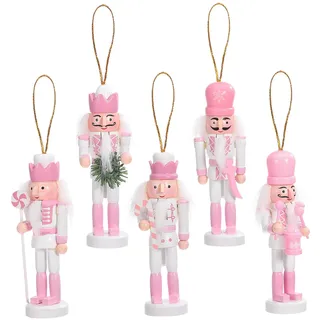 Hemobllo 5 Stück Nussknacker Figur, 13CM Nussknacker Weihnachten Dekorationen, Massivholz Handwerk Deko Geschenkstücke,Rosa Kamin Dekorationen Und Interieur Weihnachtsdekorationen
