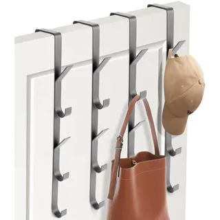 Türgarderobe, 4 Stück x 5 Haken, Edelstahl Türhakenleiste zum Einhängen universell vertikaler Türhaken, Handtuchhalter über der Tür, Edelstahl für Kleidung, Handtücher, Bademäntel, platzsparend