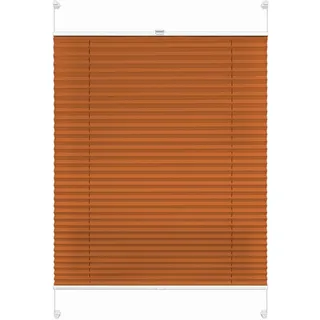Rettika Plissee ohne Bohren, Plissee klemmfix, Orange, Breite: 105 cm, Höhe: 100 cm, Fensterrollo Sonnenschutz, Plisseerollo innen, Rollo für Fenster ohne Bohren