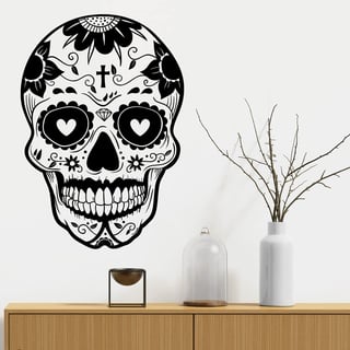 DESIGNSCAPE® Wandtattoo Mexikanischer Totenkopf | Wandtattoo Skull | Farbe: schwarz | Größe: klein (28 x 40 cm)