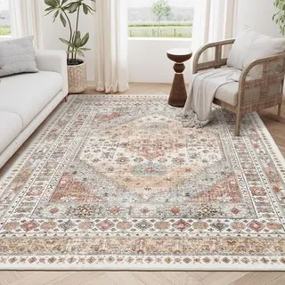 Wohnzimmerteppich 40x60 Cm Hellbraun Kaschmir-imitation Waschbar Bodenteppich Waschbar Retro Große Fläche Schmutzabweisender Teppich Dekoration