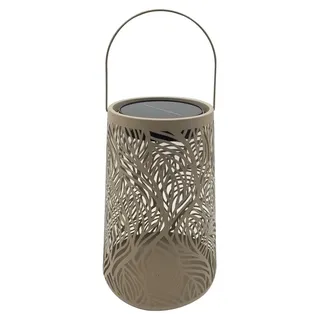 Dehner Laterne Kunststoff, Metall Ø20 x H32 cm Solarbetrieb, Dämmerungssensor, spritzwassergeschützt braun