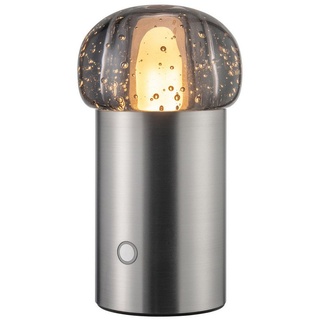blomus LED Tischleuchte -IRIS- Mobile Akku Tischlampe mit eleganter Aluminiumbasis 10x18 cm, LED fest integriert, Touch, 3 Lichtfarben, Dimmbar, Spritzwassergeschützt silberfarben
