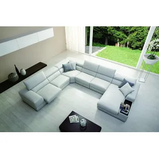 JVmoebel Wohnlandschaft Elegante U-Form Sofa Garnitur aus Leder in Weiß mit Relaxfunktion, Made in Europa weiß