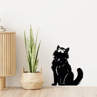 GRAZDesign Wandtattoo süße Katze Katzenmotiv für Wohnzimmer Küche Schlafzimmer Flur, Vinylfolie selbstklebend, Wandaufkleber - 50x40cm / dunkelgrau