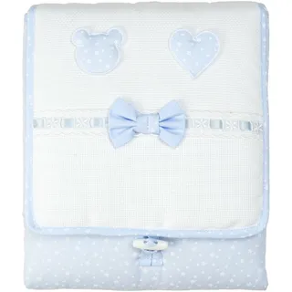 Filet - Wickeltasche, weich, aus 100% Baumwolle, hergestellt in Italien, für Babys/Kleinkinder – Weiß, Blau