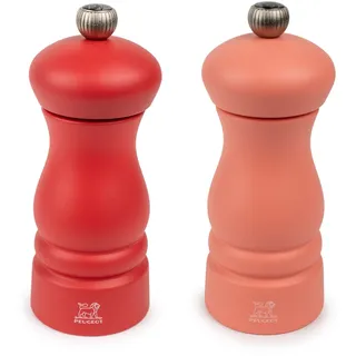 PEUGEOT 2er-Set CLERMONT DUO Salz- + Pfeffermühle 13 cm rot / apricot Zirlion