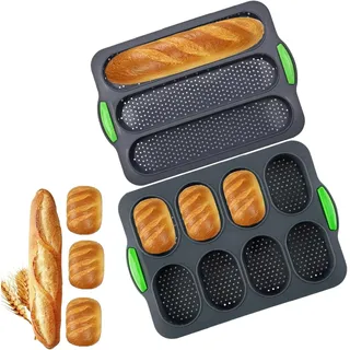 Backform Baguette Blech Grau Brotbackform für Baguettebrot Langbrot Hot Dog