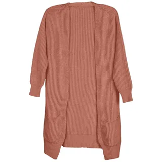 styleBREAKER Damen Grobstrick Cardigan Long Strickjacke, Altrose - Einheitsgröße