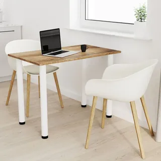 AKKE Retro-Holz Esstisch mit weiße beine LxBxH: 90x60x74 cm - Weiß