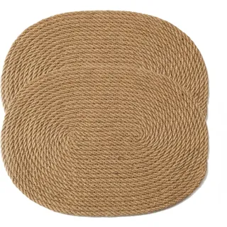 2 Stück Große ovale gewebte Tischsets 40 x 30 cm natürliche Jute, Küche, Esstisch, rustikale Boho-Hitzebeständige, rutschfeste runde Tischmatten, hitzebeständig, geflochtene Bauernhaus-Tischsets