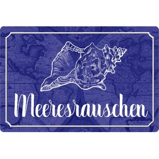 Schatzmix Spruch Meeresrauschen Muschel Meer Metallschild Deko 20x30 tin Sign Blechschild, Blech, Mehrfarbig, 20x30 cm