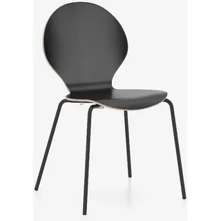 Stapelstuhl Heidelberg VI - gepolstert, Buche, Wenge, Aluminium | Quebec | Schwarz/Weiss/Farbe | Holz/Kunstleder/Stoff | stapelbar, mit Rückenlehne