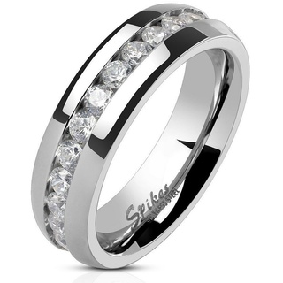 BUNGSA Partnerring Paar-Ring Kristall Eternity Silber aus Edelstahl Unisex (Ring, 1-tlg), Damen Herren silberfarben 62 (19.7)