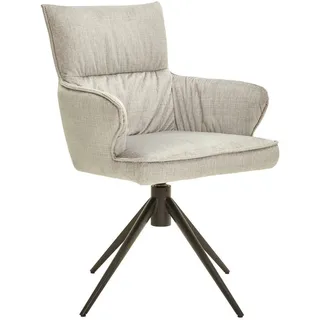 Dieter Knoll Armlehnstuhl, Hellgrau, Textil, Metall, Stativgestell, Drehkreuz, 58x91x62 cm, automatische Rückholfunktion, Sitzfläche 360° drehbar, Typenauswahl, Esszimmer, Stühle, Esszimmerstühle, Armlehnenstühle