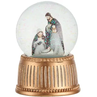 VILLA ITALIA Glas Weihnachtskugel mit Spieluhr - Heilige Familie 15 cm - Melodie Stille Nacht - Schnee - Spieluhr - Musik - Spielzeug - Weihnachten - Christmas - Schneekugel