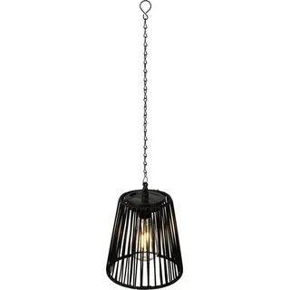 Solar LED Pendelleuchte Outdoor 17,5cm Rattan-Optik Schwarz / Warmweiß - Schwarz