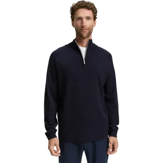 Tom Tailor Herren, Strickpullover BASIC KNIT Troyer regular fit 1047569-13160 Blau Grau M,