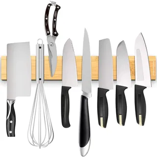 KitchenMonster® Magnetleiste Messer 40 cm - Messerhalter Magnetisch Inclusive Klebeband Tape (3M) und Schraubenbefestigung - Messerblock Magnetisch Knife Holder Messerblock Schwarz