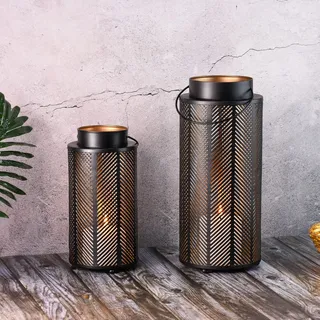 Marrakesch 2er Set Gartenwindlicht Windlicht 33 cm und 25 cm | Windlichter für Draußen Arvid groß modern als Gartendeko