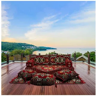 CaddeBuy Sofa Orientalische Sitzsofa, Bodensitzkissen, Orientalisches Sofa, Sitzecke, 10 Teile rot