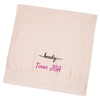 Wolimbo Duschhandtuch Bestickt mit Namen und Motiv - 70x140 cm - rosa - weiches Duschtuch personalisiert - Geschenk
