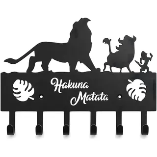 Viiluuxr Schlüsselbrett Wand mit 6 Haken, Metall Löwe Schwarz. | 30 x 20 x 2,2 cm Schlüsselboard aus Eisen für Flur, Küche und Kinderzimmer, mit Schrauben und Dübeln.