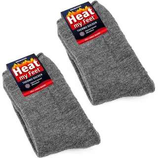 BRUBAKER Thermosocken extra warme Kuschelsocken (Set, 2-Paar, Heat my Feet) Wintersocken für Damen und Herren grau 43-46