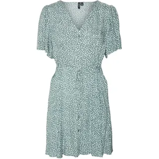 Vero Moda Sommerkleid Vero Moda Damen Blusen-Kleid - VmAlba kurzes Sommerkleid kurz-arm Hemd grün M