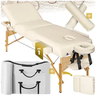 Tectake Massageliege 3 Zonen Massageliege-Set (Set, 1-St., mit Tragetasche), Breite 70 cm, Polsterung 7,5 cm beige inklusive Lagerungsrollen und Tragetasche | 108,00 cm x 218,00 cm x 90,00 cm