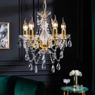 Design Kronleuchter DIAMONDS S 40cm gold Acryl 5-armig Barock Design Deckenlampe