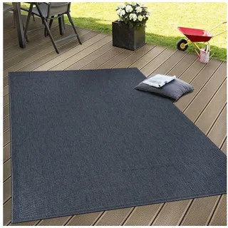 Paco Home - Outdoor Teppich Terrassen Teppiche Natürlicher Look Navy Blau 80x200 cm