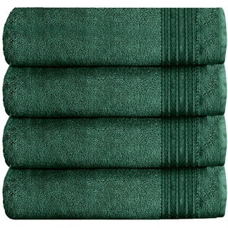 GC GAVENO CAVAILIA Handtücher für Badezimmer, waschbar, schnell trocknend, 100% ägyptische Baumwolle, Handtücher, Dunkelgrün, 4 Stück