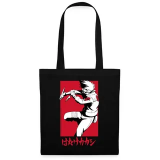 Spreadshirt Henkeltasche Naruto Shippuden Kakashi-Design Mit Schriftzeichen Stoffbeutel (1-tlg) schwarz