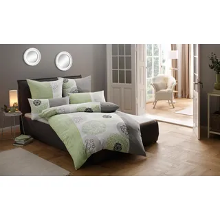 Bettwäsche OTTO HOME "Cison in Gr. 135x200 oder 155x220 cm", grün (hellgrün), B/L: 135cm x 200cm, 1 Stk., 1 Stk., Biber, B/L: 80cm x 40cm, 2, Biber, Obermaterial: 100% Baumwolle, Bettwäsche, Bettwäsche, florale Bettwäsche aus Baumwolle