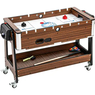 SPORTNOW 3-in-1 Multi Spieltisch drehbar Multifunktionstisch mit Billardtisch Tischfußball Airhockey Ablagefach Rolle Kickertisch Komplett Set mit Zubehör Spieletisch für Kinder Erwachsene   Aosom