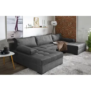 Collection AB Wohnlandschaft Polyester U-Form Bettfunktion 3-Sitzer Grau