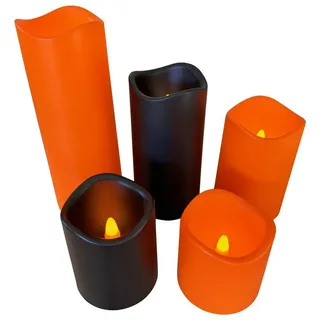 Online-Fuchs LED-Kerze 5er Set LED-Kerzen für draußen - Outdoor geeignet (Orange & Schwarz), 6 Stunden Timerfunktion - Deko für Halloween orange|schwarz