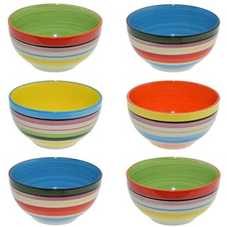 Spruchreif® Dekoschüssel »Schalen Set 6 teilig 650ml · Müslischalen Set · Schüsseln bunt · Obstschale Suppenschüssel Salatschale Eisschale Ramenbowl · Bunte Schalen · Schüssel aus Keramik · Steinzeug Keramik Schüssel« bunt